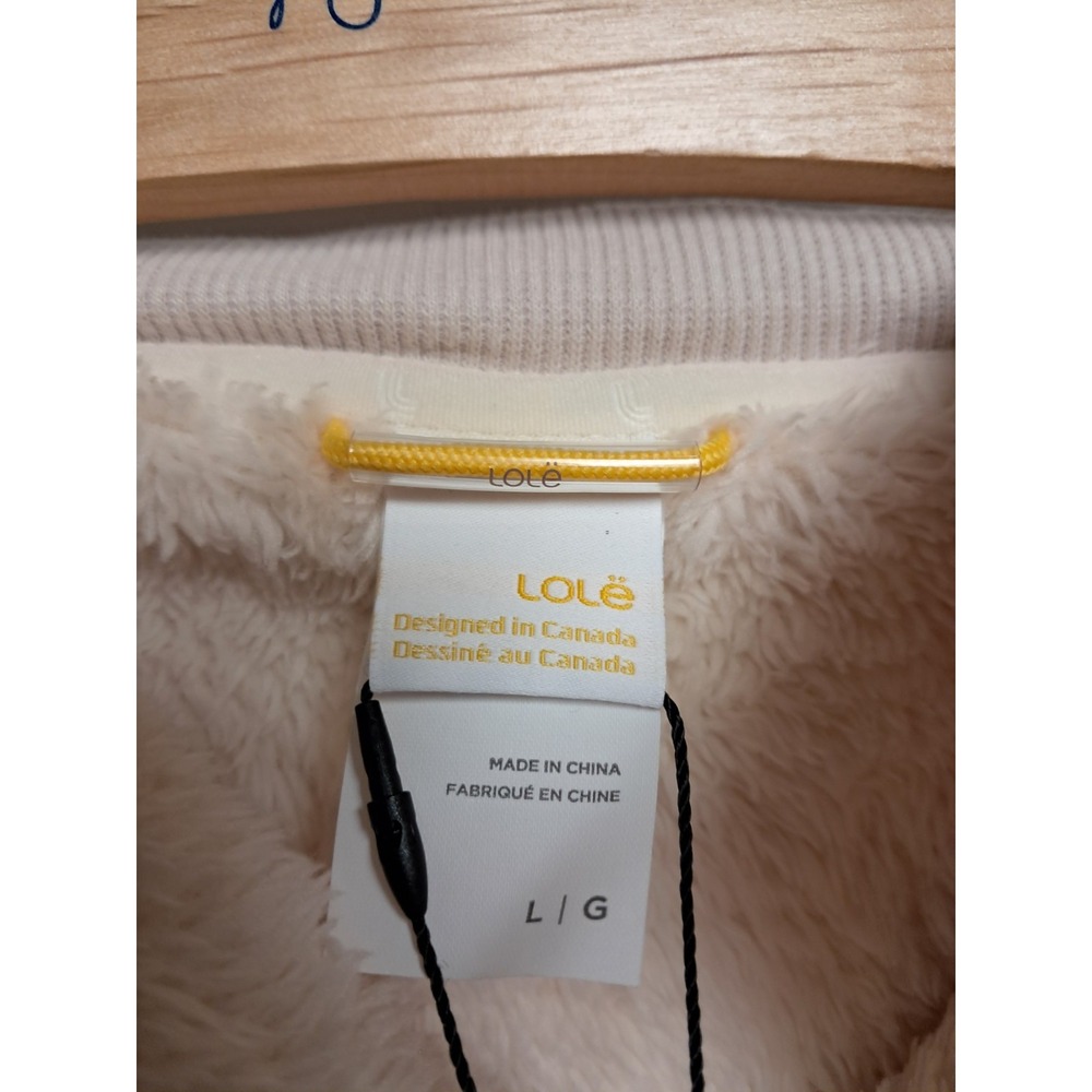 Lole Women's Yana Sherpa Beige Cropped Button Neck Hoodie Sz L - Picture 4 of 11